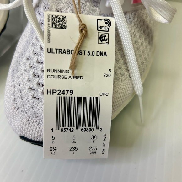 👟 “Adidas” Women’s Ultraboost 5.0 DNA White Mesh w/Pink Stripe Accents - Picture 3 of 17